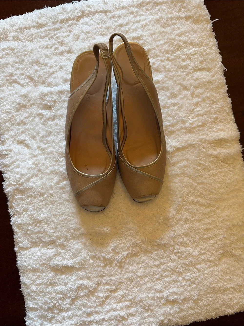 Taryn Rose Beige Peep-Toe Slingback Heels Size 10